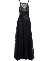 Elie Saab - Sequin-Embroidered Lace-Overlay Maxi Dress - Lyst