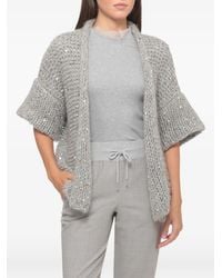 Panicale - Sequin-Embellished Chunky-Knit Cardigan - Lyst