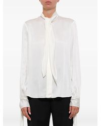 McQueen - Camisa De Satén Con Lazo En El Cuello - Lyst