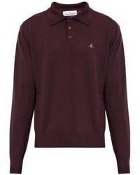 Vivienne Westwood - Mark Orb-Embroidered Wool Polo Shirt - Lyst