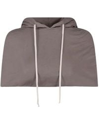 Rick Owens - Cropped Drawstring Hoodie - Lyst