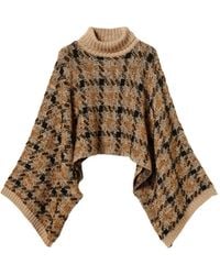 Twinset - Check Jacquard Knit Cape - Lyst