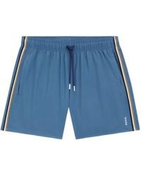 HUGO - Swim Shorts With Signature Stripe And Logo - Lyst
