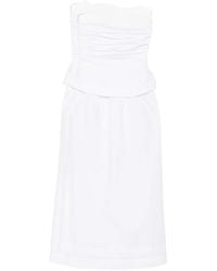Xirena - Ciara Ruched Strapless Midi Dress - Lyst