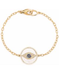 Loree Rodkin 18kt Yellow Gold, Pearl, Diamond And Sapphire Eye Charm Bracelet - Metallic