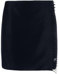 Prada - Low-rise Logo-patch Cashmere Mini Skirt - Lyst