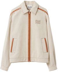 Miu Miu - Jacke aus Canvas mit Leder - Lyst