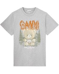 Ganni - T-Shirt With Forest Teddy - Lyst