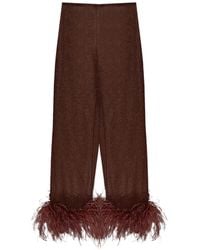 Oséree - Plumage Feather-Trim Trousers - Lyst