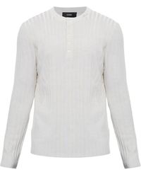 Amiri - Pull Côtelé Henley À Logo Brodé - Lyst
