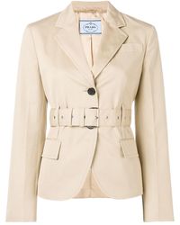 Prada Chaqueta ajustada con cinturón - Neutro