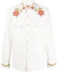 RRL - Floral-embroidered Cotton Shirt - Lyst