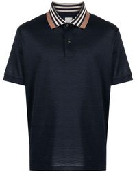 Paul Smith - Striped-collar Cotton Polo Shirt - Lyst