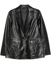 ADRIANNA FERETTI - Notched-Lapels Leather Jacket - Lyst