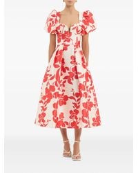 Rebecca Vallance - Mayari Midi Puff-Sleeve Floral Dress - Lyst