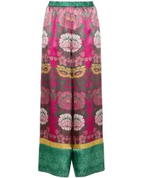 Pierre Louis Mascia - Floral-Jacquard Silk Trousers - Lyst