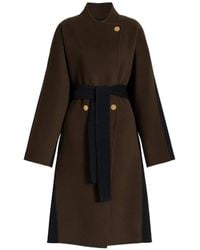 Alberta Ferretti - Two-Tone Belted Wool Coat - Lyst