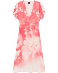 BOSS - Vestido midi con estampado floral - Lyst