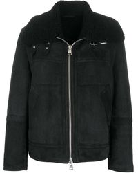 AMI Shearling Zipped Jacket - Black