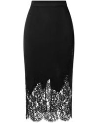 Il Volo - Lace-Trimmed Silk Skirt - Lyst
