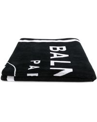 Balmain Toalla de playa con logo - Negro