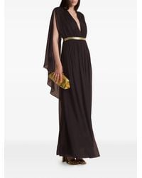 Alberta Ferretti - Pleated V-Neck Maxi Dress - Lyst