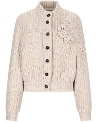 GIUSEPPE DI MORABITO - Cárdigan de canalé con aplique floral - Lyst