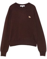 Maison Kitsuné - Rundhals-Pullover Mit Fuchs-Patch - Lyst