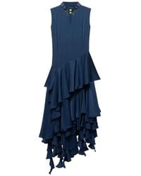 Shanghai Tang - Bead-Embellished Ruffled Qipao Dress - Lyst