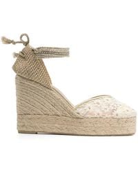 Castañer - Floral Lace Wedge Sandals - Lyst