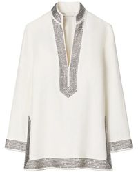 Tory Burch - Embellished Linen Tunic - Lyst