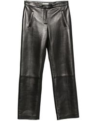 KHAITE - Leather Straight-Leg Trousers - Lyst