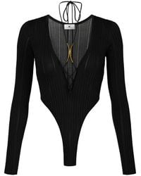 Elisabetta Franchi - Knit Bodysuit With Jewel Detail - Lyst