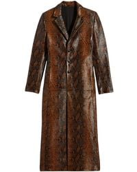 Ami Paris - Snakeskin-effect Long Leather Coat - Lyst