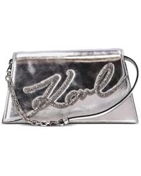 Karl Lagerfeld - K/Signature 2.0 Schultertasche im Metallic-Look - Lyst