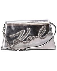 KARL LAGERFELD - K/Signature 2.0 Metallic Shoulder Bag - Lyst