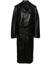Balenciaga - Belted Leather Trench Coat - Lyst