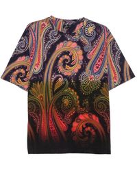 Etro - Cotton Jersey T-Shirt With Degradé Paisley Motif - Lyst