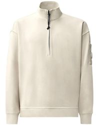 C.P. Company - Sweat Ample À Col Zippé En Molleton Diagonal Brossé Et Émerisé À Détail Lens Signature - Lyst