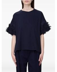 MEIMEIJ - Flower-Embellished Short-Sleeve Cotton T-Shirt - Lyst