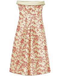 Alberta Ferretti - Floral-Print Strapless Midi Dress - Lyst