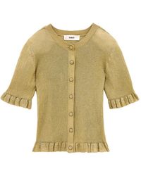 Ba&sh - Zibo Ruffle-Trim Ribbed Short-Sleeved Cardigan - Lyst