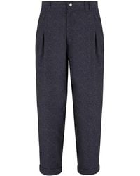 Giorgio Armani - Pleated Cropped Tapered Trousers - Lyst