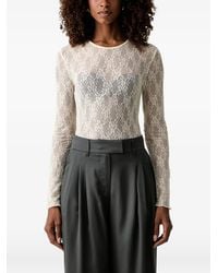 Twinset - Lace-Patterned Long-Sleeve Top - Lyst
