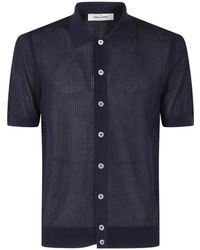 Gran Sasso - Open-Knit Button-Down Polo Shirt - Lyst