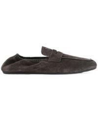 Prada - Suede Penny Loafers - Lyst
