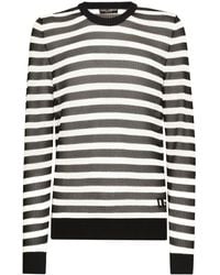 Dolce & Gabbana - Logo-embroidered Striped Jumper - Lyst