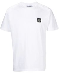 Stone Island - T-Shirt En Coton À Patch Logo - Lyst