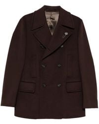 Lardini - Caban En Laine Vierge À Boutonnière Croisée - Lyst