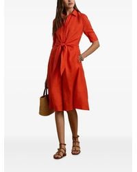 Ralph Lauren - Vestido midi con botones - Lyst